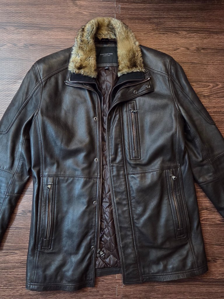 Marc New York Marc Andrew Leather Coat Faux Fur